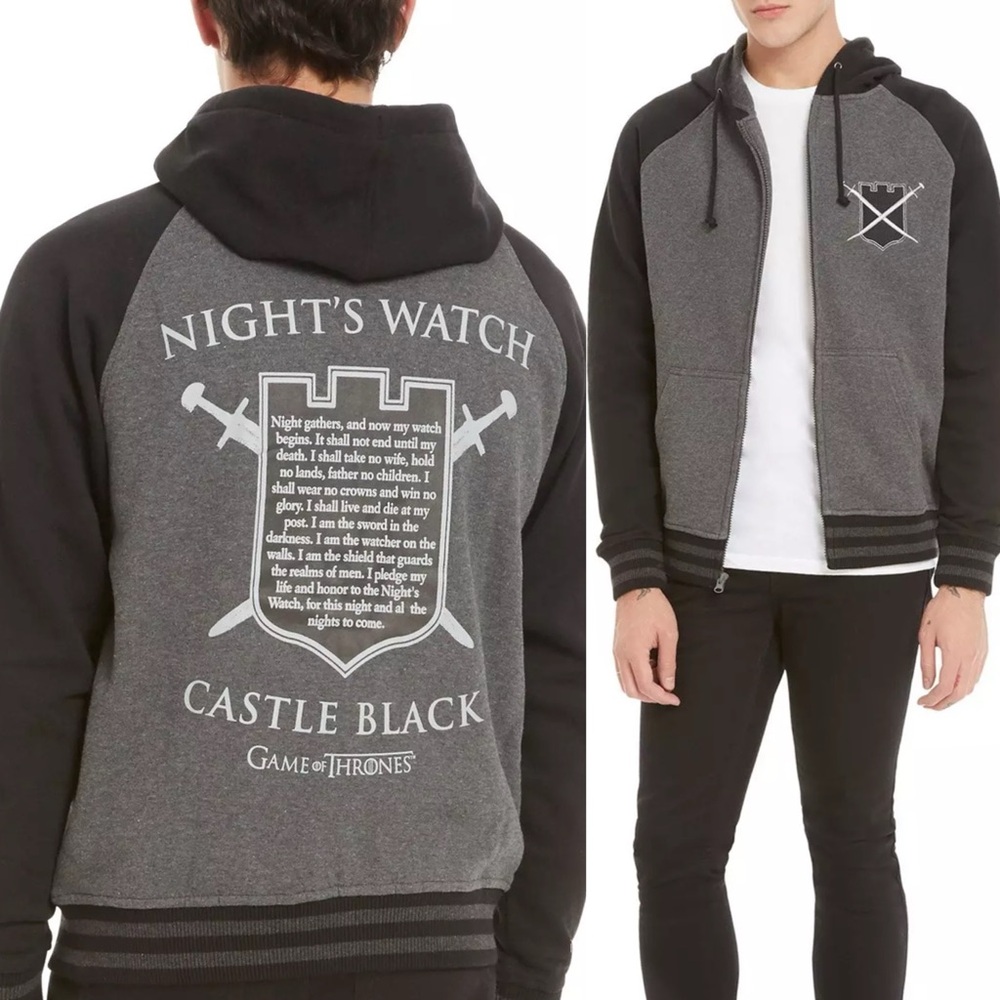 HBO Game Of Thrones Nights Watch Zip Hoodie Jacket Unisex M GOT Fan Costume